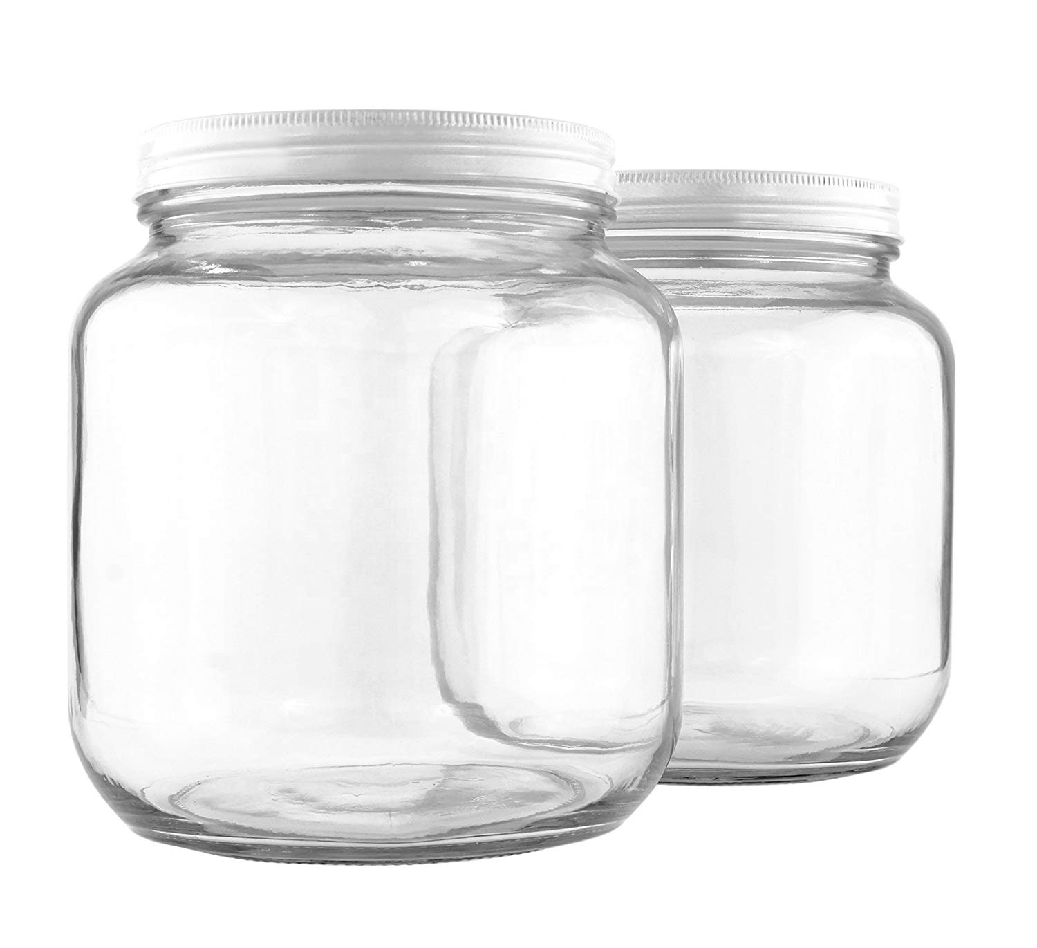 Wide Mouth 64Oz Clear Kitchen Glass Storage Jar Food With Plastic Lid