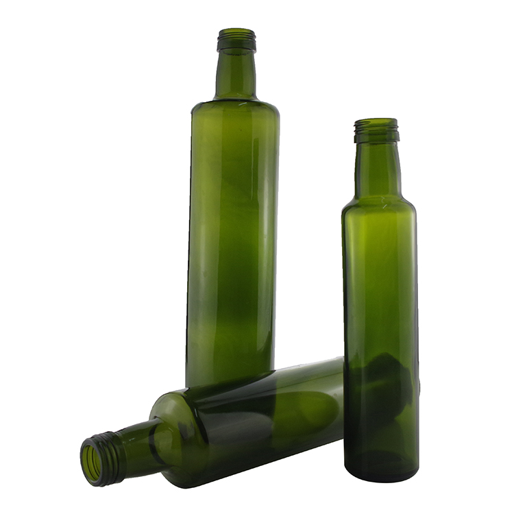 EcoFriendly Dark Green Empty Round 250 ML Cooking Oil Glass Bottle For