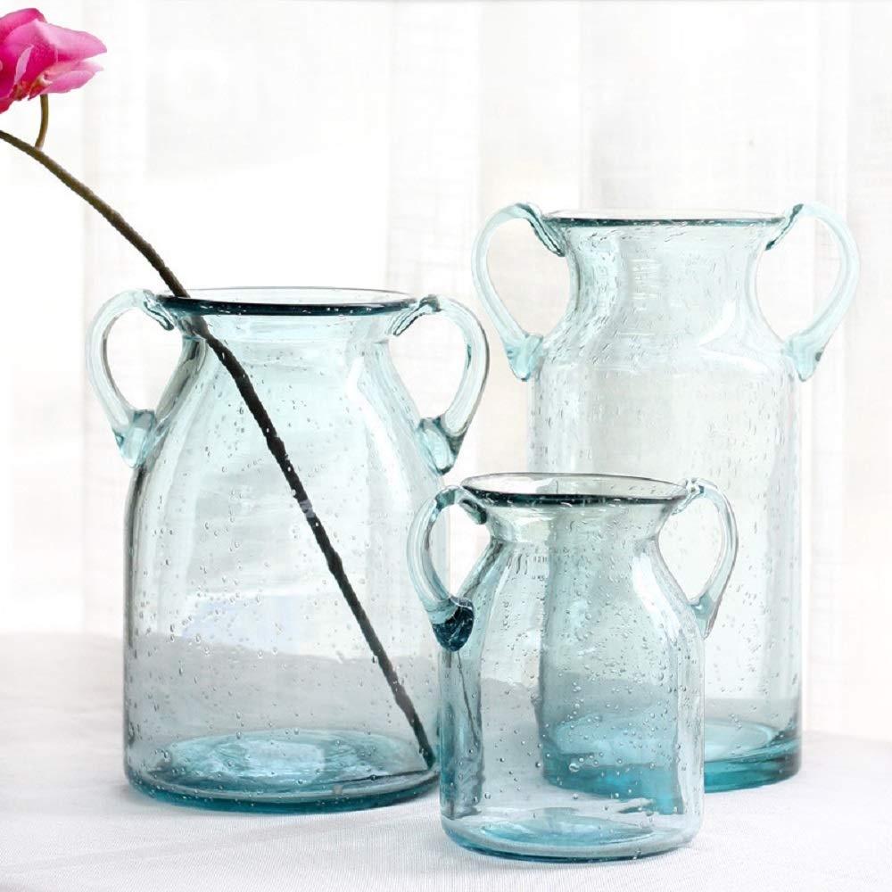 hot selling Flower Vase Glass Elegant Double Ear Decorative Handmade