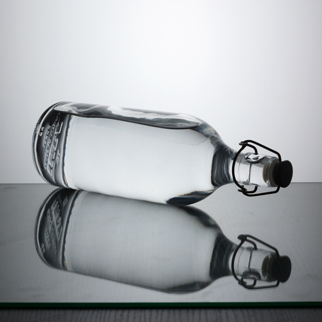 1L glass bottle with metal swing top cap clip swing bottle for liquor