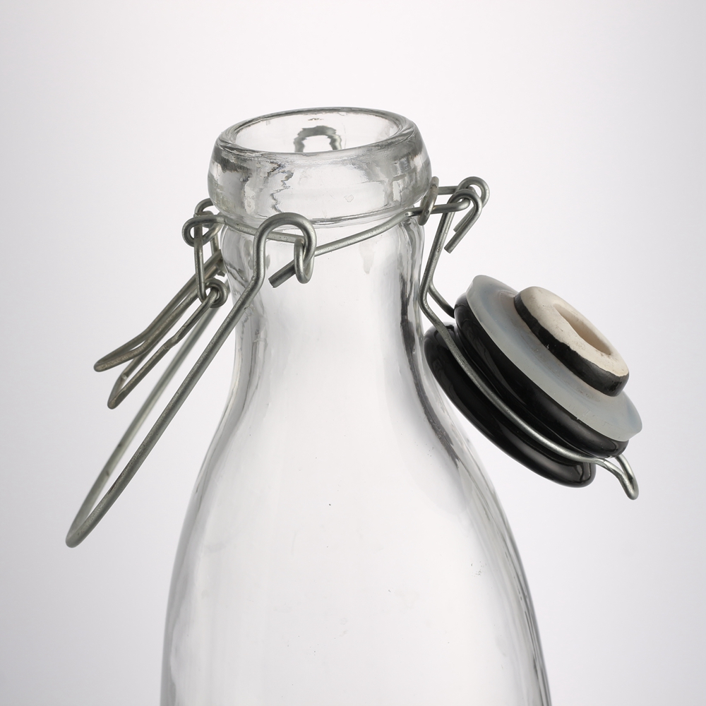 Clear empty wide mouth 1 liter for beverage milk with lid glass bottle
