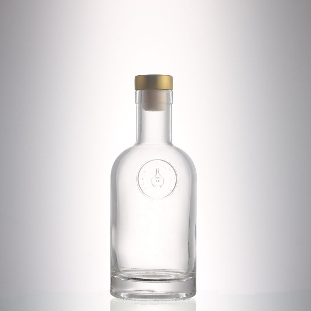 Custom Transparent long neck slim round 375 ml glass