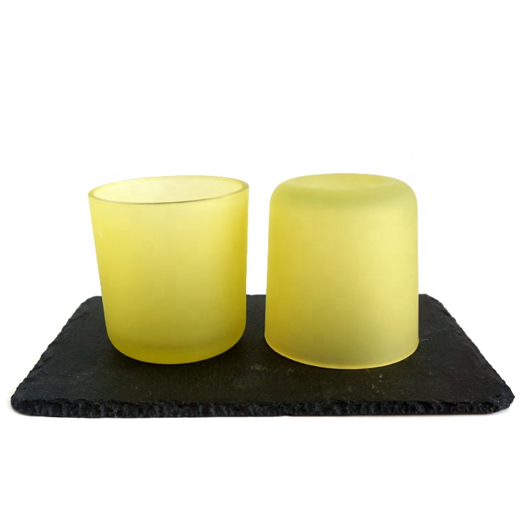 wholesale luxury frosted yellow candle jar 8oz candle tumbler with