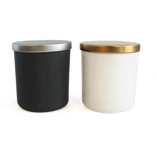 Best Selling 395ml 13oz White Black Frosted Glass Candle