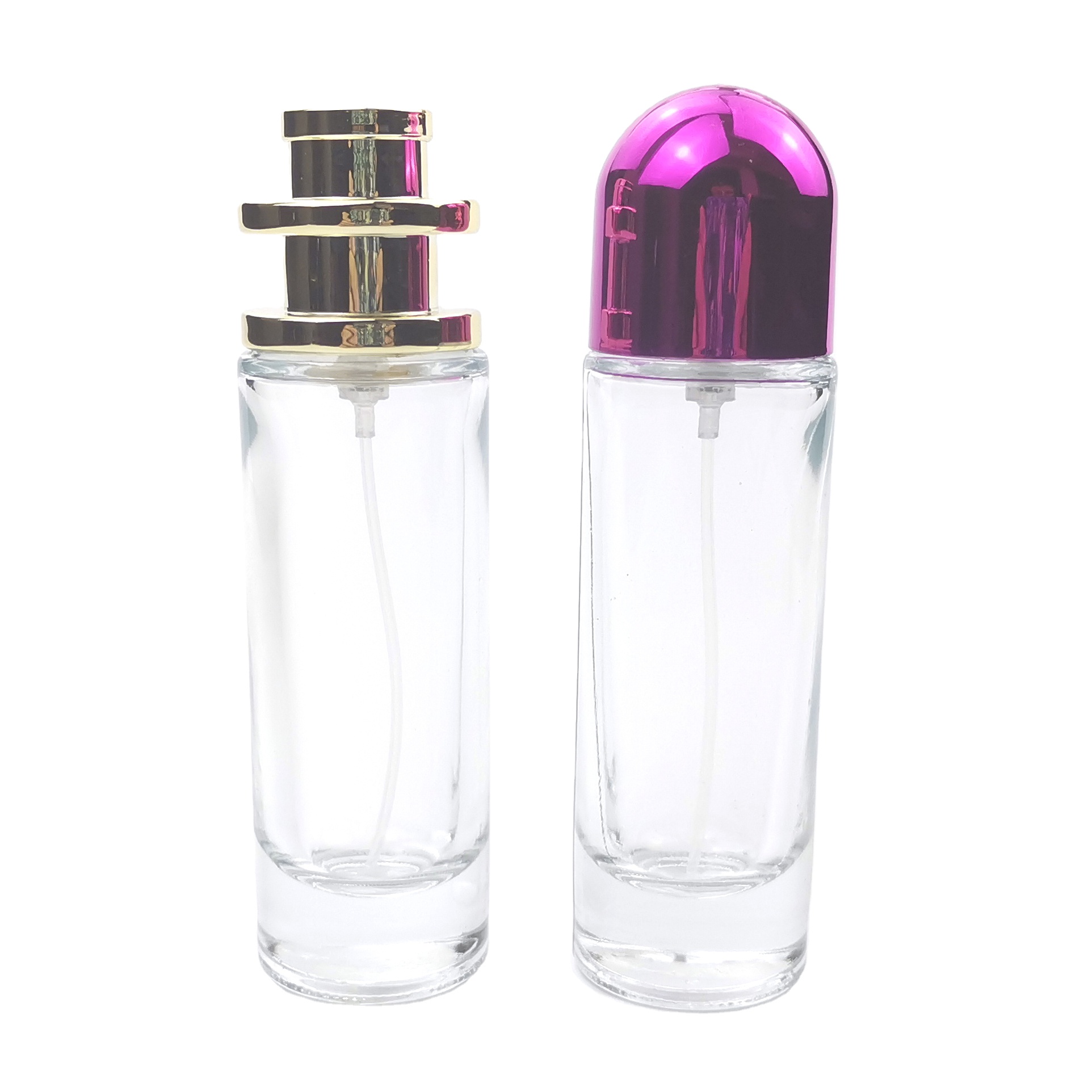 Luxury fancy design empty clear recycled glass 30ml spray pump perfume