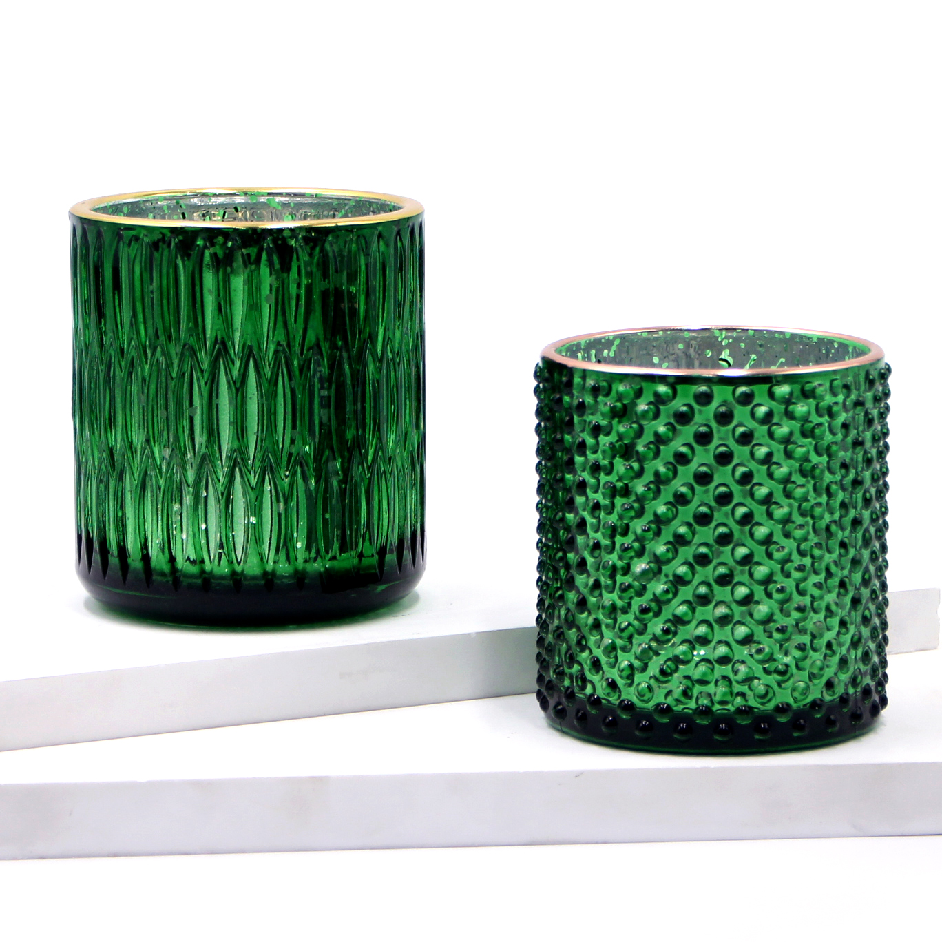 Dark Green Glass Decorative Candle Jar For Christmas, High Quality