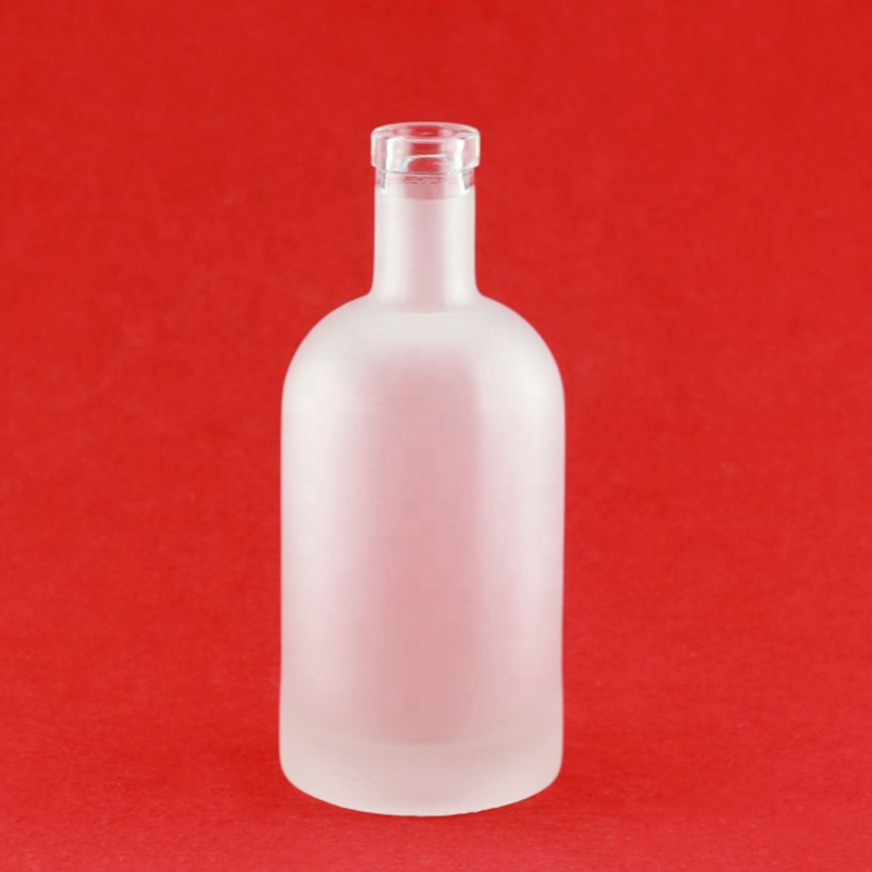 Round Shape Frosted Semilucent Glass Bottle 0.75L Liquor