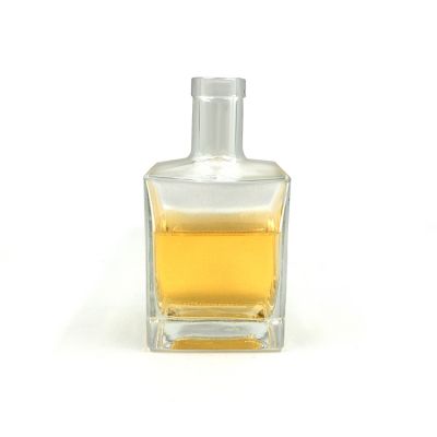 500ml Clear Square Glass Liquor Bottle With Cork 