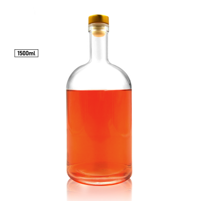 Large size 1.5 liter glass water bottle for drinks, vodka, whisky packaging 