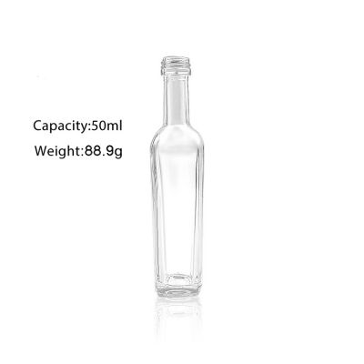 Wholesale empty small 50ml mini liquor bottle with aluminum cap 