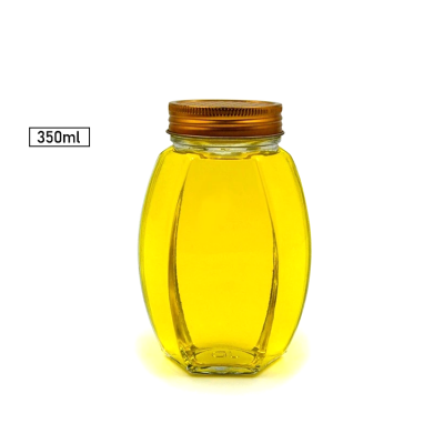 350ml Clear Hexagonal oval glass jar for honey storage 