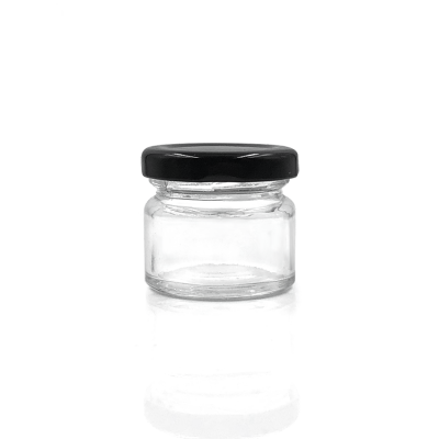 25ml Mini Round Jam Glass Honey Jar With Black Lid