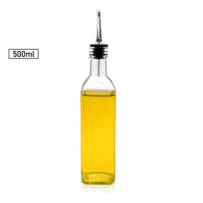 Food Grade 500ml Clear Square Oil Vinegar Cruet