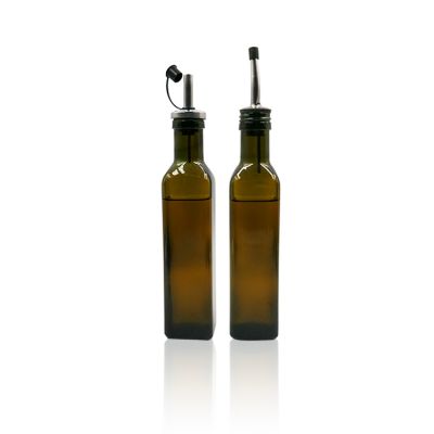 Tablecraft antique green oil vinegar bottle 250ml olive oil bottle with stainless steel pourer 
