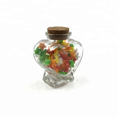Pretty heart shape 80ml glass candy jar for wedding, christmas favor
