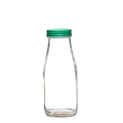 330ml Wholesale glass milk bottle with metal lids 