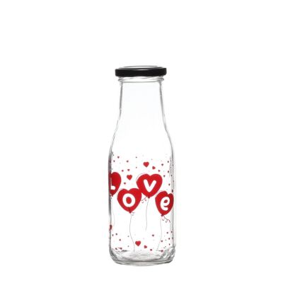 400ml Glass Milk Bottle with Metal Lid Beverage Juice Glass Bottle 