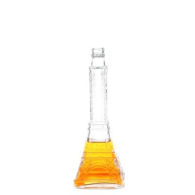 Factory 500ml Unique Shaped Transparent Empty glass liquor bottle 
