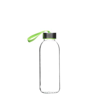 Promotional Drink Water Glass Bottle 420ml with Metal Lid 
