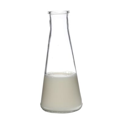 350ml/12oz cone-shaped glass juice milk shake bottle 