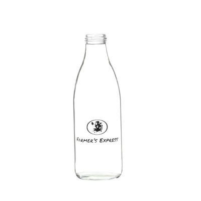 Custom Clear Printed 1000ml Milk Glass Bottle with Tin Screw Cap 