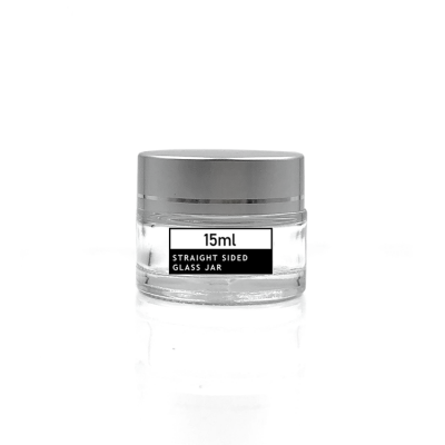 Round 15-Milliliter Clear Glass Balm Jars, 1/2 oz Cosmetic Jars with Silver Lids