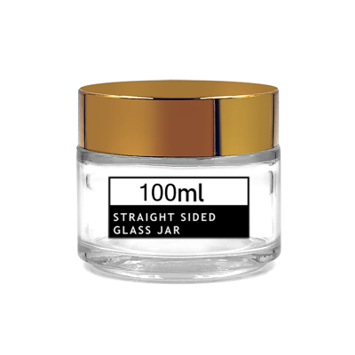 Straight side round 100ml hair care mask cream packaging jar with gold metal lid 