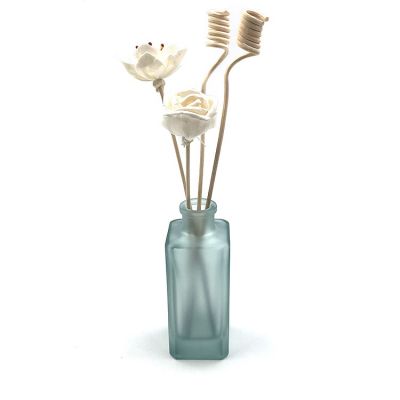 Customized grayish blue color 140ml square reed diffuser glass bottles 
