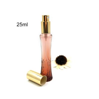 Color coating 25ml tall travel spray perfume bottle glass with screw neck finish