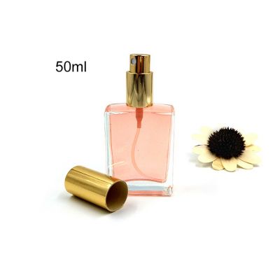 Traditional square glass spray perfume bottle 50ml with labels 