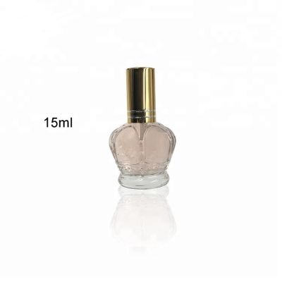 hot selling 15ml crown glass perfume oil bottle for cosmetic packaging 