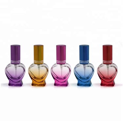 Colored heart shape glass spray perfume bottle 10 ml