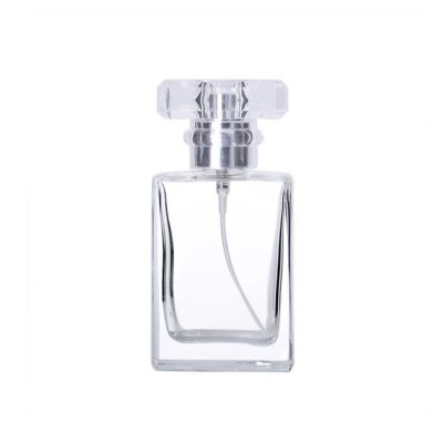 Portable Transparent Square 30ml Perfume Glass Bottle With Atomizer