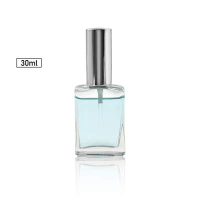 Cosmetic refillable screw neck 30ml flat square atomizer perfume bottle glass
