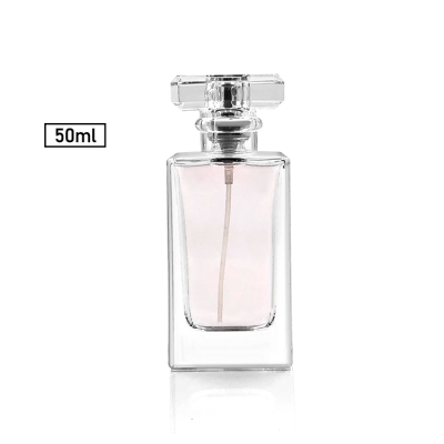 Custom made 50ml crimp top perfume pump glass bottles 
