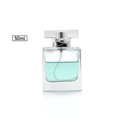 Luxury crystal 50ml polished square glass perfume bottle with crimp surlyn lid 