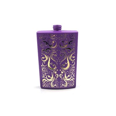 Personalized purple painting square perfume bottle 50ml with logo hot stamping