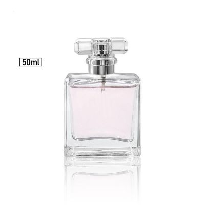 Square 50ml Transparent Empty atomizer perfume crimp bottle with surlyn lid, Glass Perfume Bottle 