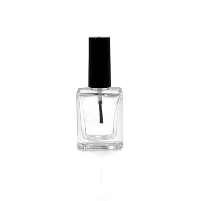 2019 new products 12ml clear rectangle empty uv gel nail polish glass bottle with black brush