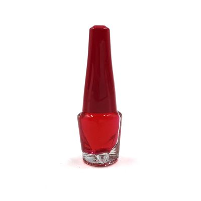 Empty 5ml clear glass nail polish bottle with red brush cover 