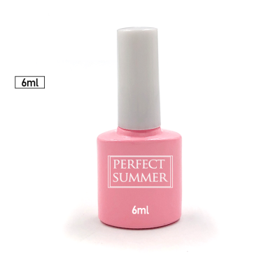Flat square 6ml pink coating empty vintage glass nail polish bottle 