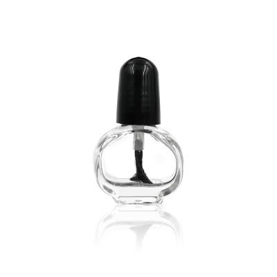 Graceful design sample size 5ml flat round glass nail polish oil bottle with brush cap 