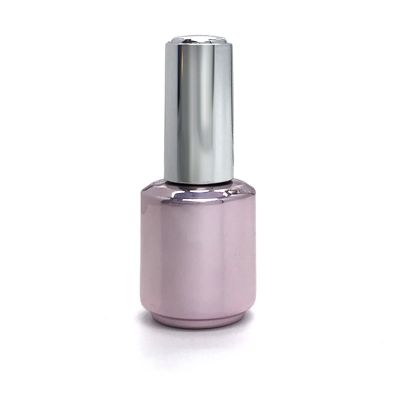 Shiny Pink UV Plating Luxury Custom 15ml Gel Nail Polish Bottle Glass 