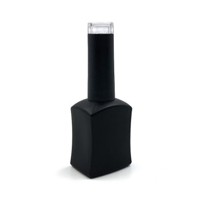 UV protected black painted 17ml big size square gel nail polish bottle with black lid 