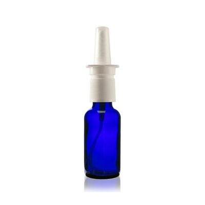 1 oz Cobalt BLUE Boston Round Glass Bottle With Nasal Inhaler
