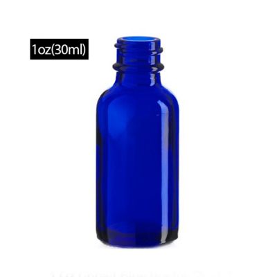 1 oz Cobalt BLUE Boston Round Glass Bottle With Black Fine Mist Sprayer 