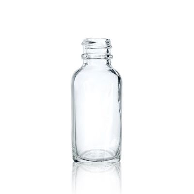 Durable-1-oz-30ml-Clear-Boston-Round-Glass-Bottles-With-Black-Cap