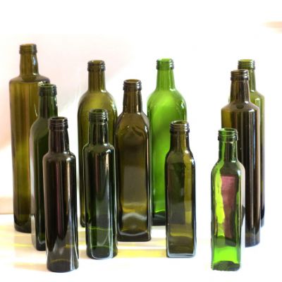 Antique black green square glass bottle for cooking olive oil 