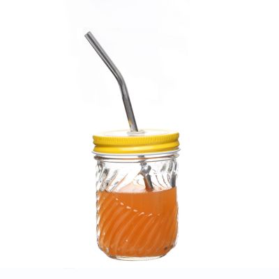 High quality 8oz mini glass mason jars with screw cap and straw 