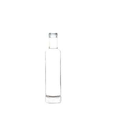 Long neck square clear glass edible oil bottle with nozzle 